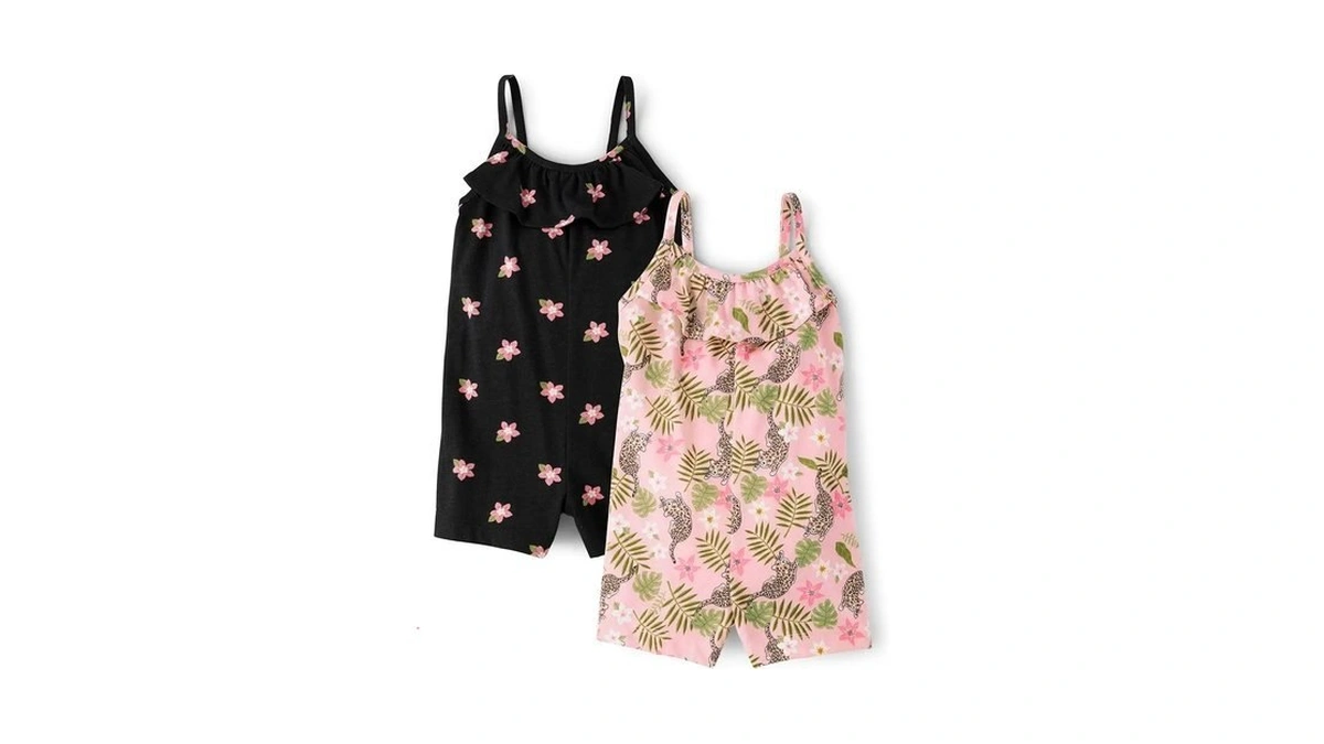 The Children's Place Girls And Toddler Sleeveless Fashion Rompers, Leopard