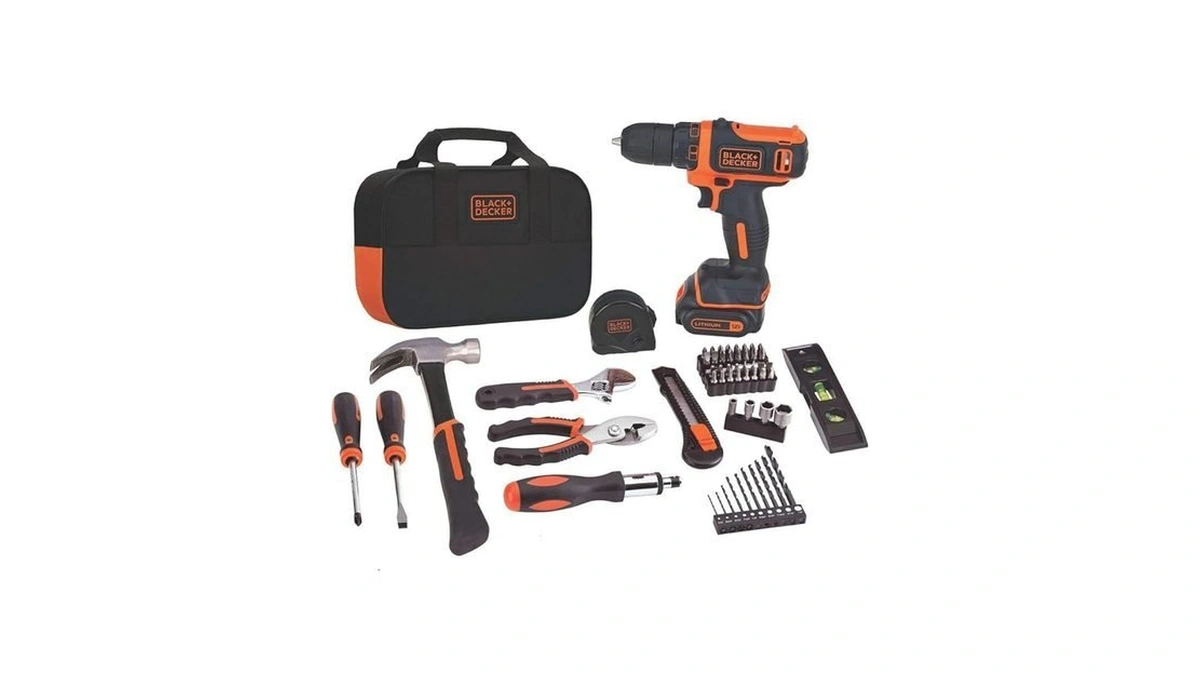 Black+decker 12v Max Drill & Home Tool Kit, 60-piece (bdcdd12pk)