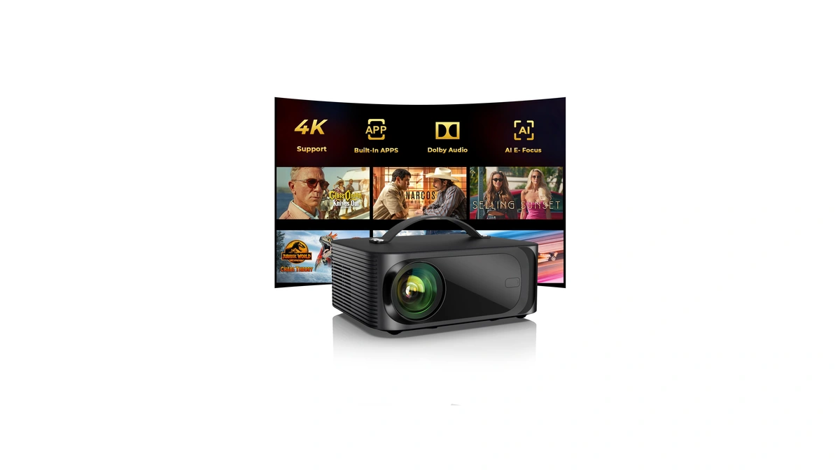 Outdoor-projector-4k With Wifi And Bluetooth: [3000 Brightness/50w Doiby/built-in Apps] Portable-projector