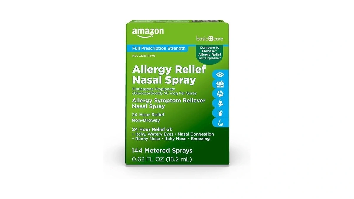 Amazon Basic Care 24-hour Allergy Relief Nasal Spray, Fluticasone Propionate