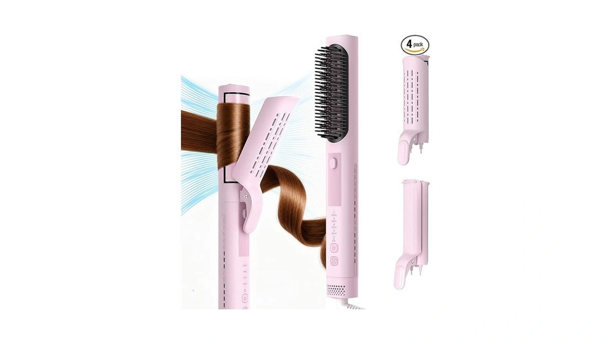 Harrflow Airflow Curling Iron, Straightener & Flat Iron Combo, Red