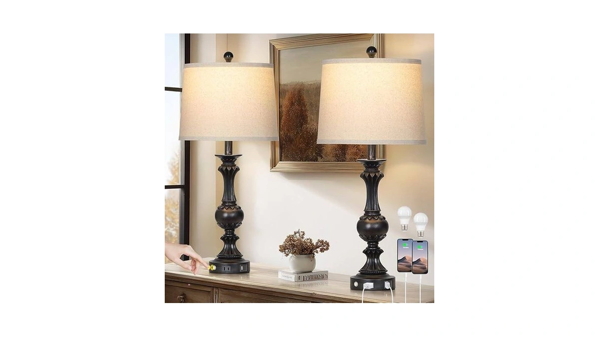 Lolikit 28" Black Farmhouse Table Lamps Set Of 2, Rustic