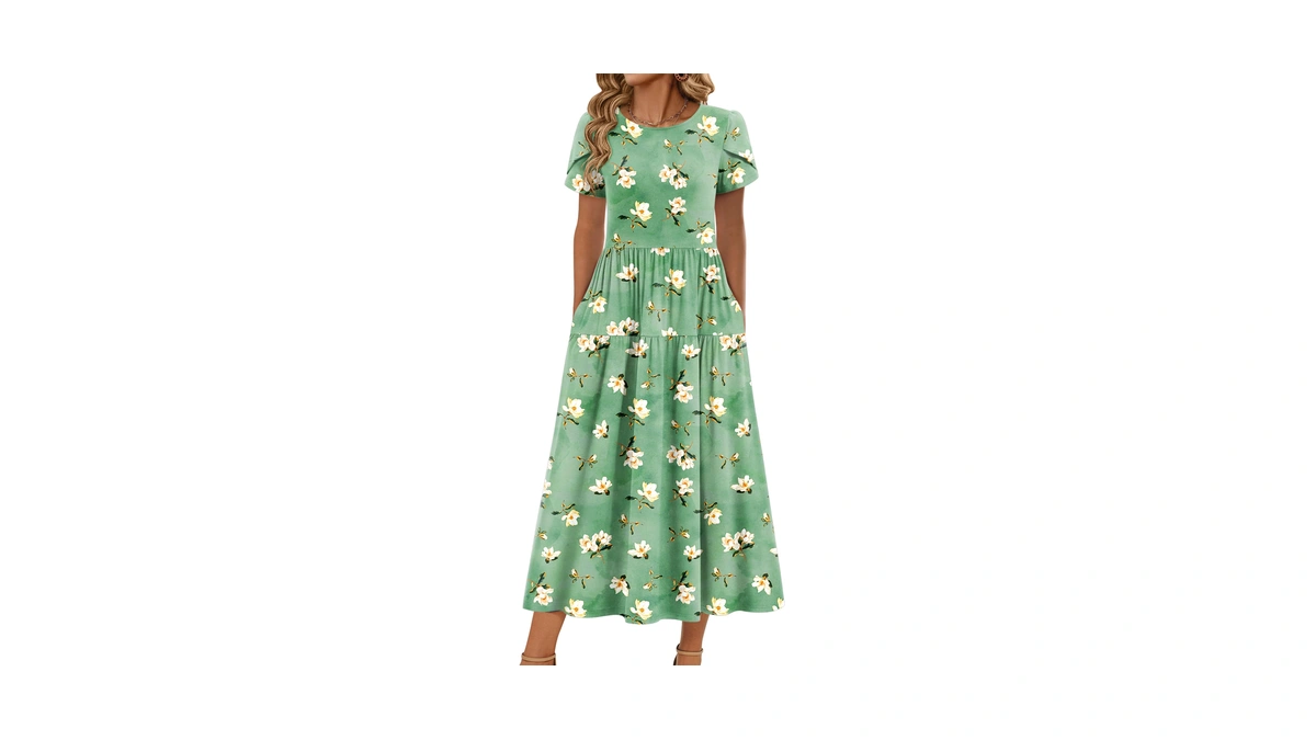 Zeagoo Summer Dress Casual Loose Bohemian Floral Dress A Line