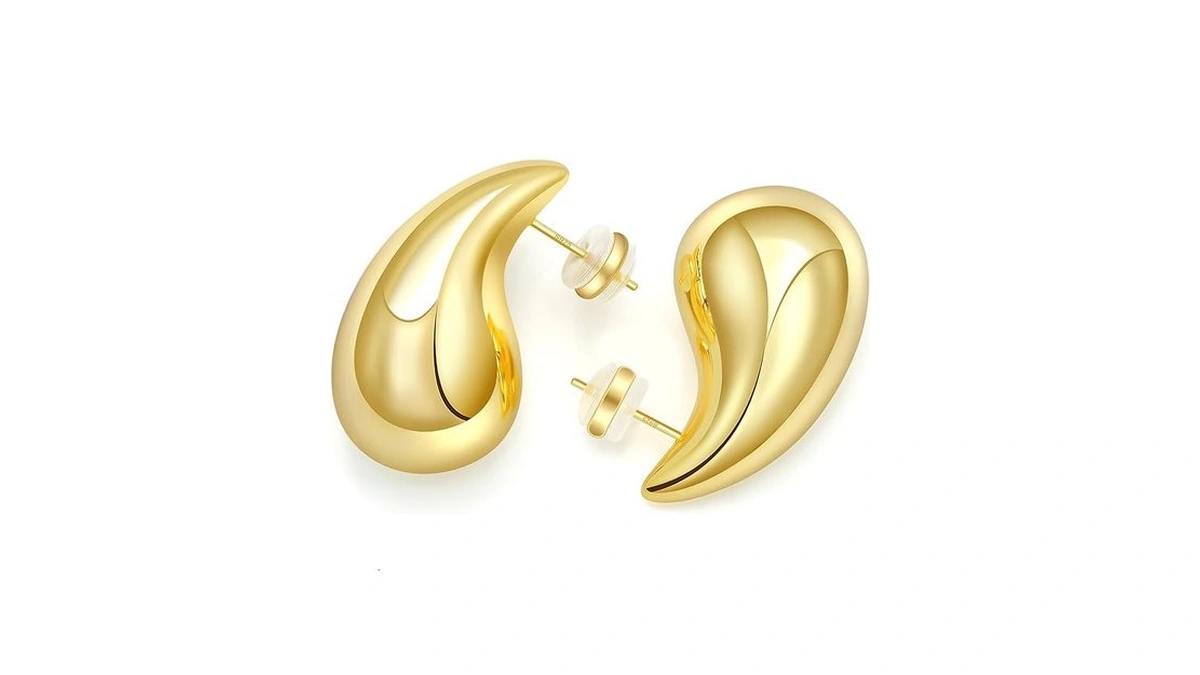Teardrop Earrings Dupes For Women Chunky 18k Gold Plated Waterdrop