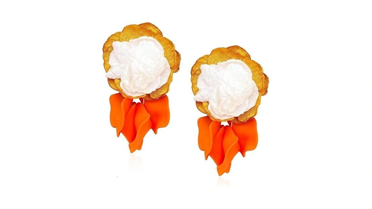 Yunxi Chiffon Acrylic Rose Petal Drop Dangle Earrings Bohemian Flower