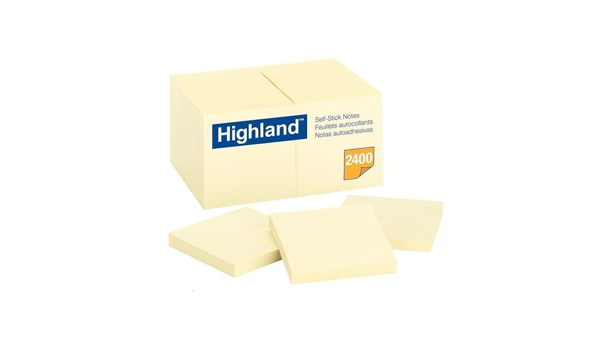 Highland Sticky Notes, 3 X 3 Inches, Yellow, 24 Pack