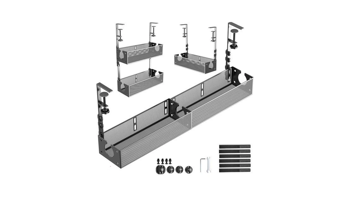 Multi-model Under Desk Cable Management 2 Pack Metal Under Desk