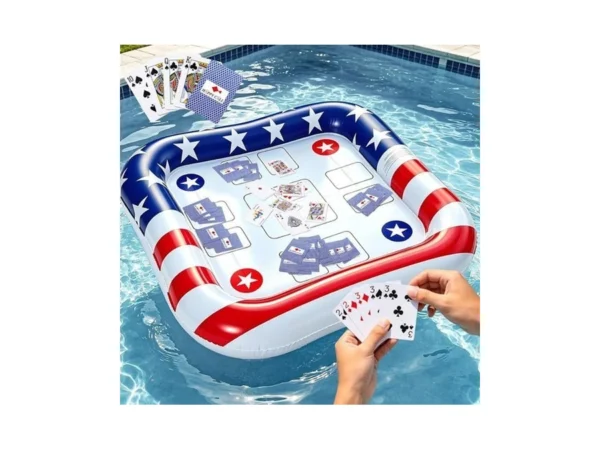 2-4 Players Floating Table For Pool With Waterproof Playing Cards,
