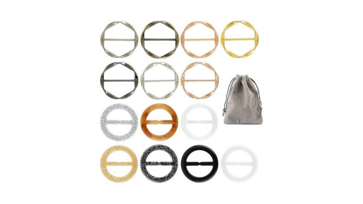 Btcum 14 Pcs Silk Scarf Ring Clip, T-shirt Ties Clips
