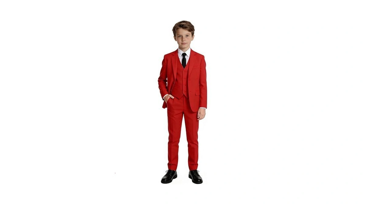 Toddler Boys Formal Suits 5 Piece Slim Fit Tuxedo With