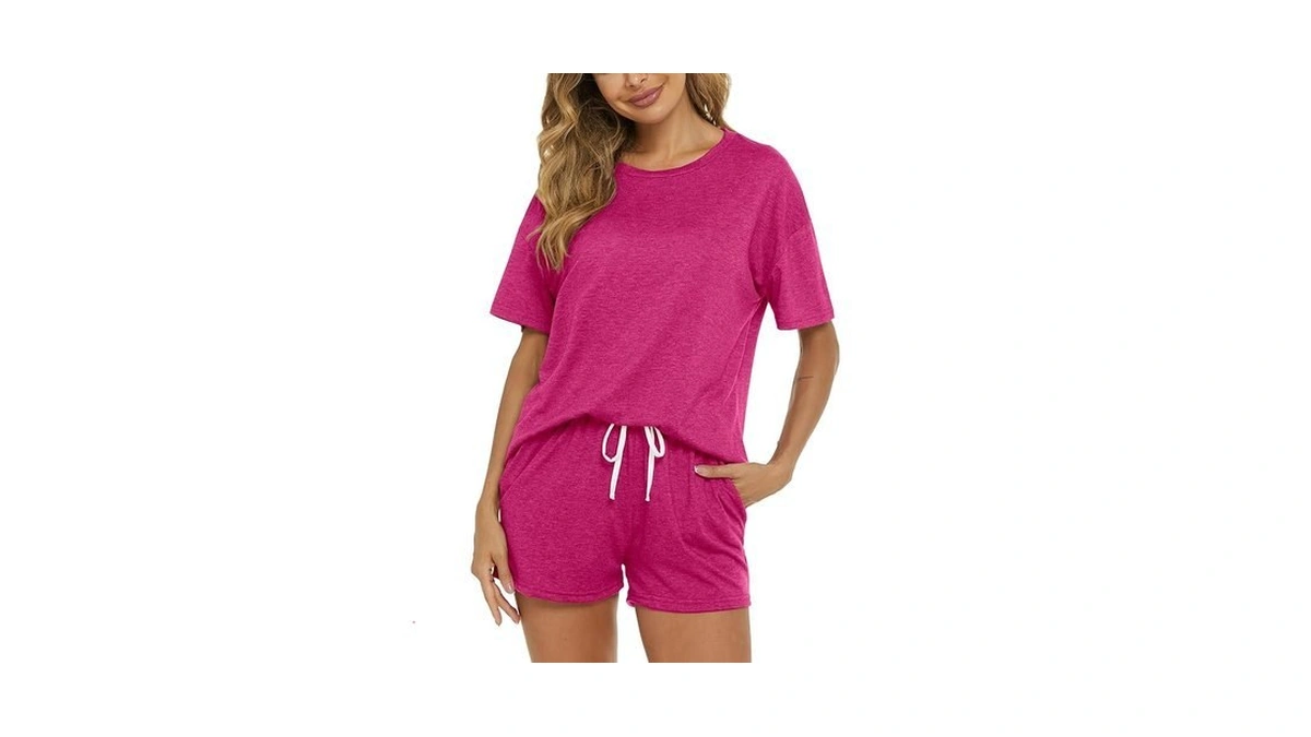 Locube Women's Pajama Set Soft Comfy 2-piece Short Sleeve Lounge