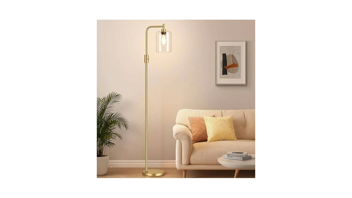【upgraded】dimmable Gold Floor Lamp For Living Room With Clear Glass