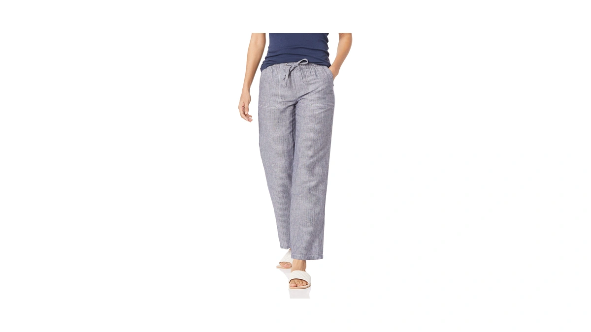 Amazon Essentials Women's Pull On Linen Blend Drawstring Relaxed Fit