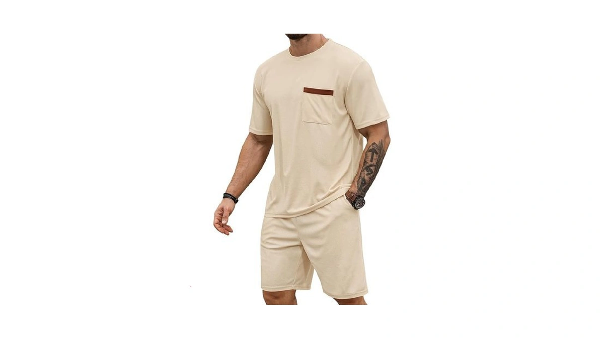 Babioboa Men's Sweatsuit Short Sleeve T Shirt Suit Summer Tee
