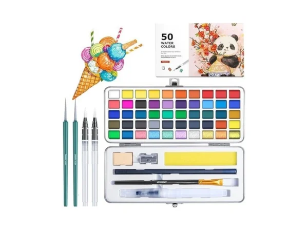 Watercolor Paint Set With 50 Rich Colors,professional Travel Art Kit