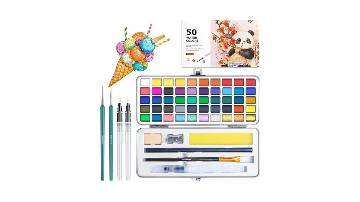 Watercolor Paint Set With 50 Rich Colors,professional Travel Art Kit