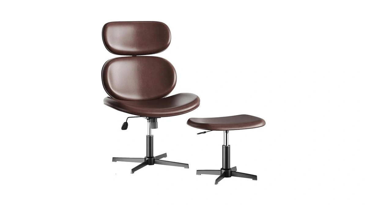 Bestier Swivel Modern Chair With Ottoman No Wheels, Pu Criss
