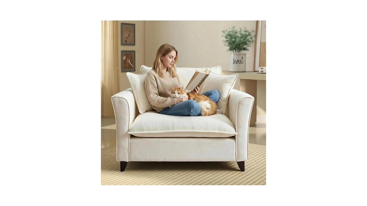 Erye 46.9" Chenille Upholstered Accent Chair Wide Seat For Living