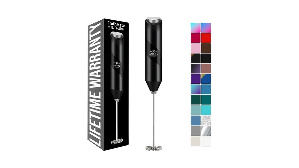 Zulay Kitchen Powerful Milk Frother Wand - Handheld Stainless Steel