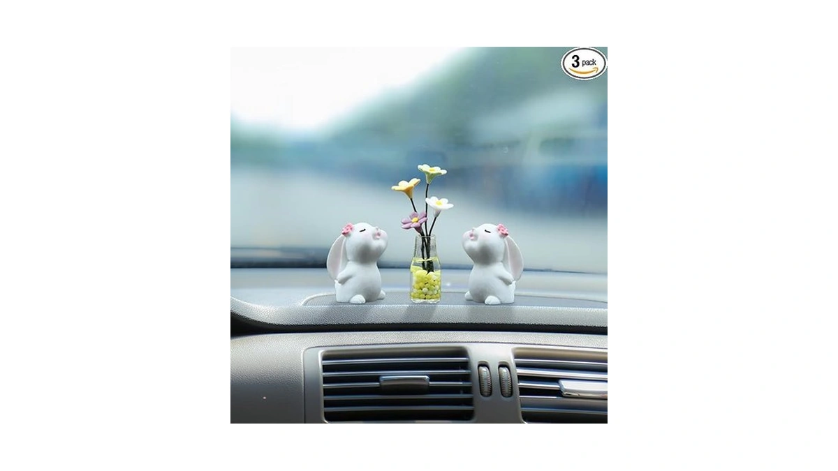 Set Of 3 Cute Mini Bunny And Daisy Flower Vase