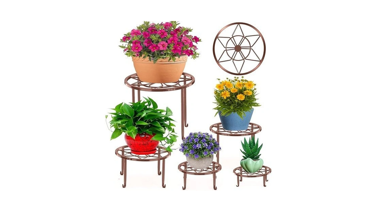 Autopromake 5 Pack Metal Plant Stands For Multiple Plant,heavy Duty