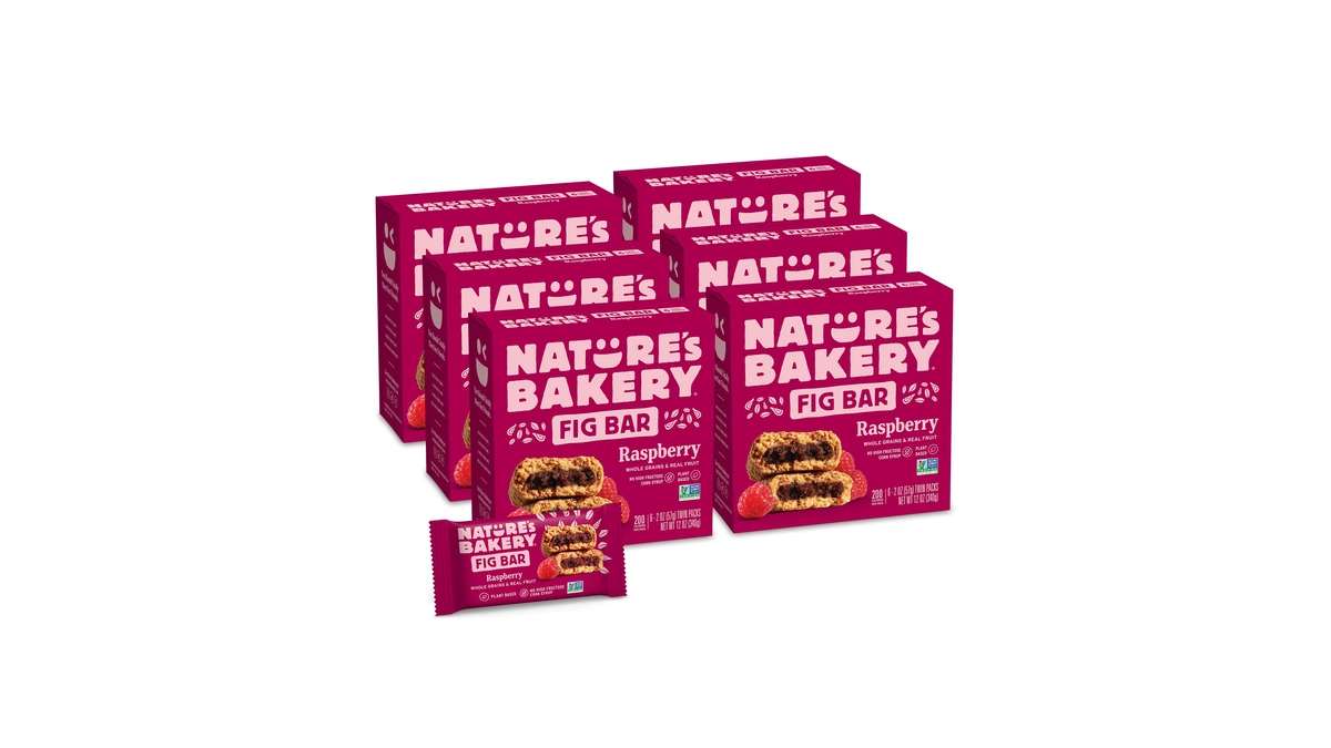 Nature’s Bakery Whole Wheat Fig Bars, Raspberry, Real Fruit, Vegan,