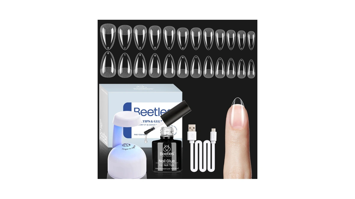 Beetles Gel Nail Kit Etch-x, Almond Short, 504pcs 12 Sizes