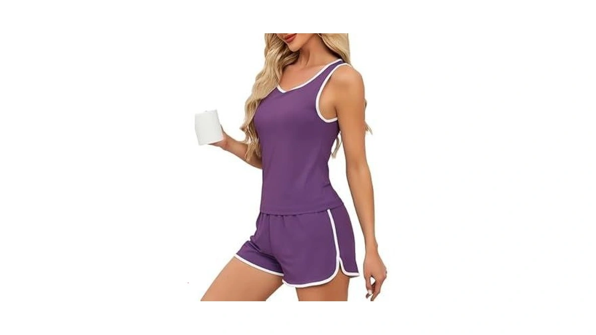 Yya Pink Summer Pajamas For Women Set Ribbed Pajama Short
