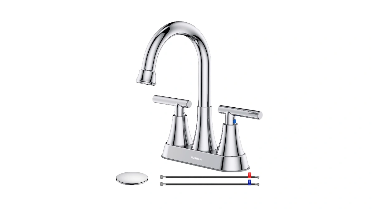 Bathroom Faucets For Sink 3 Hole, Hurran 4 Inch Chrome