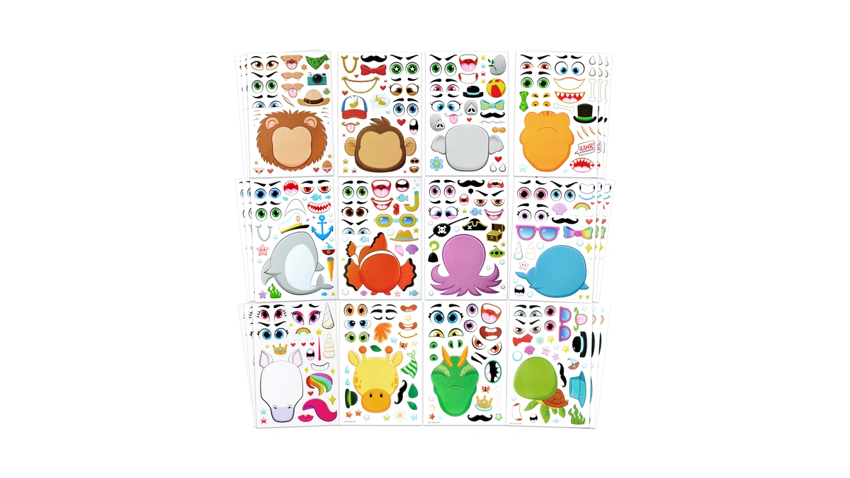 Joyin 36 Sheets 9"x6" Make A Face Stickers For Kids,