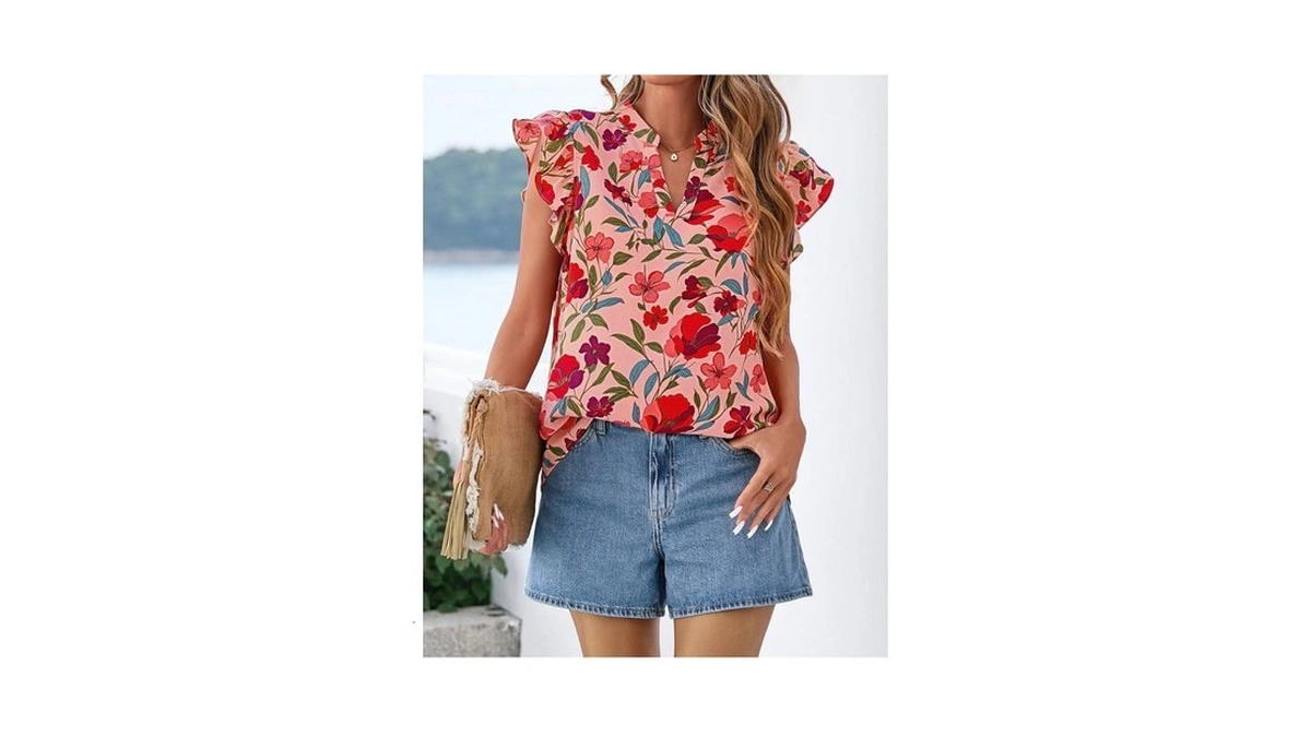 Zenlonr Womens Dressy Casual Tops 2026 Summer Ruffle Cap Sleeve