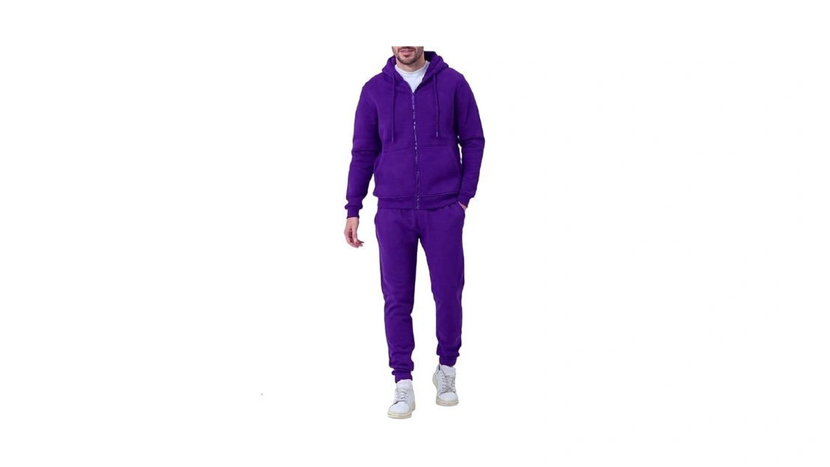 Linmyzai Purple Men's Tracksuits Casual 2 Piece Sweatsuit For Men