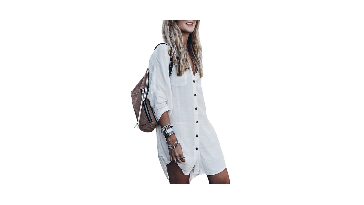 Women’s Swimsuit Cover Up,silky Button Down Shirt Midi Dress Kimono,summer