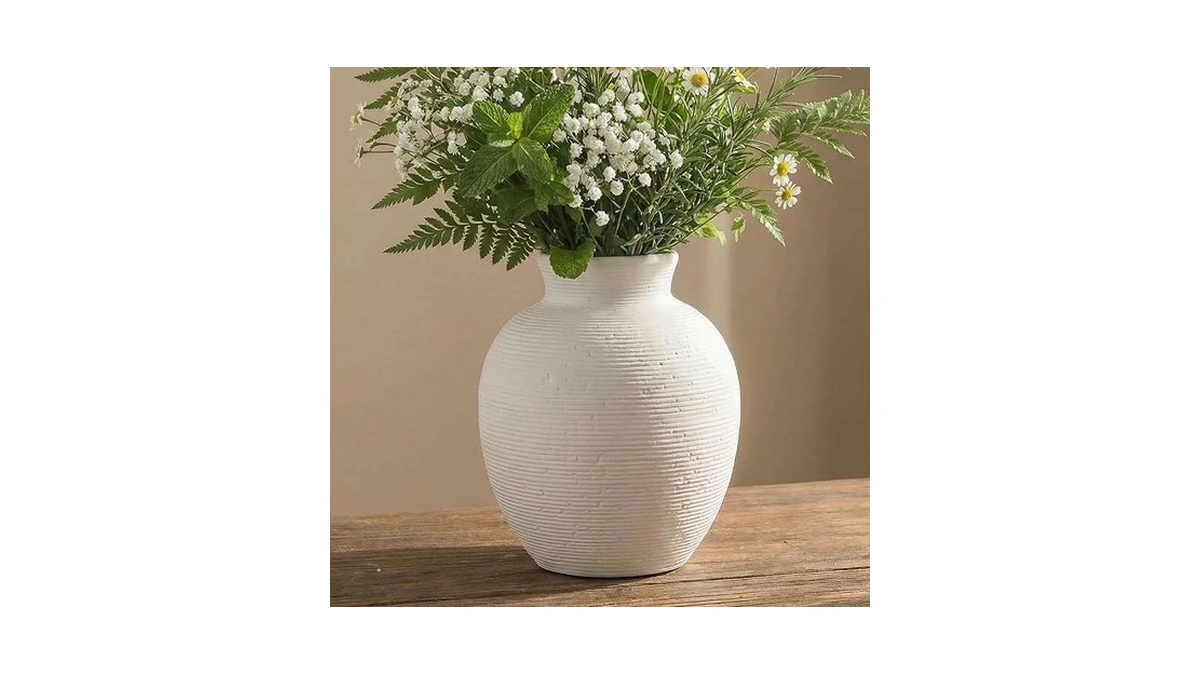 Ceramic Flower Vase Home Decor - 7.4 Inch Vintage Ceramic