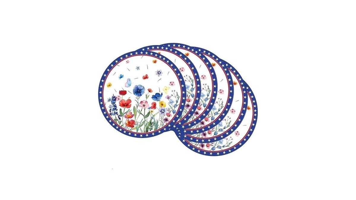 Motiskyy 50 Pcs Memorial Day Poppy Flower Disposable Placemats, 13.4"