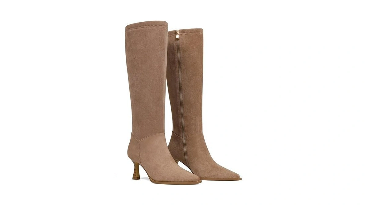 Goiphrri Knee High Boots For Women Elastic Wide Calf Kitten