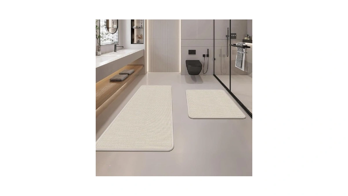 Aufei 2-piece Bathroom Rugs Set, Bath Mat, Non-slip Absorbent Quick-dry