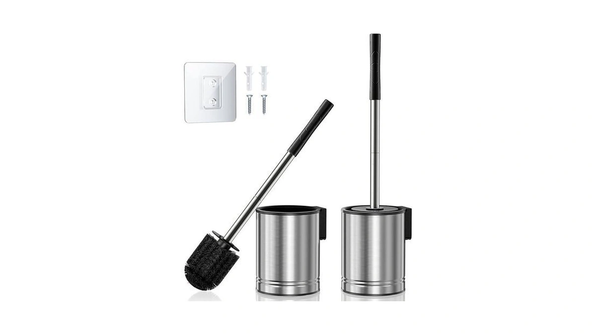 Hamitor Toilet Brush And Holder Set: 2 Pack Stainless Steel