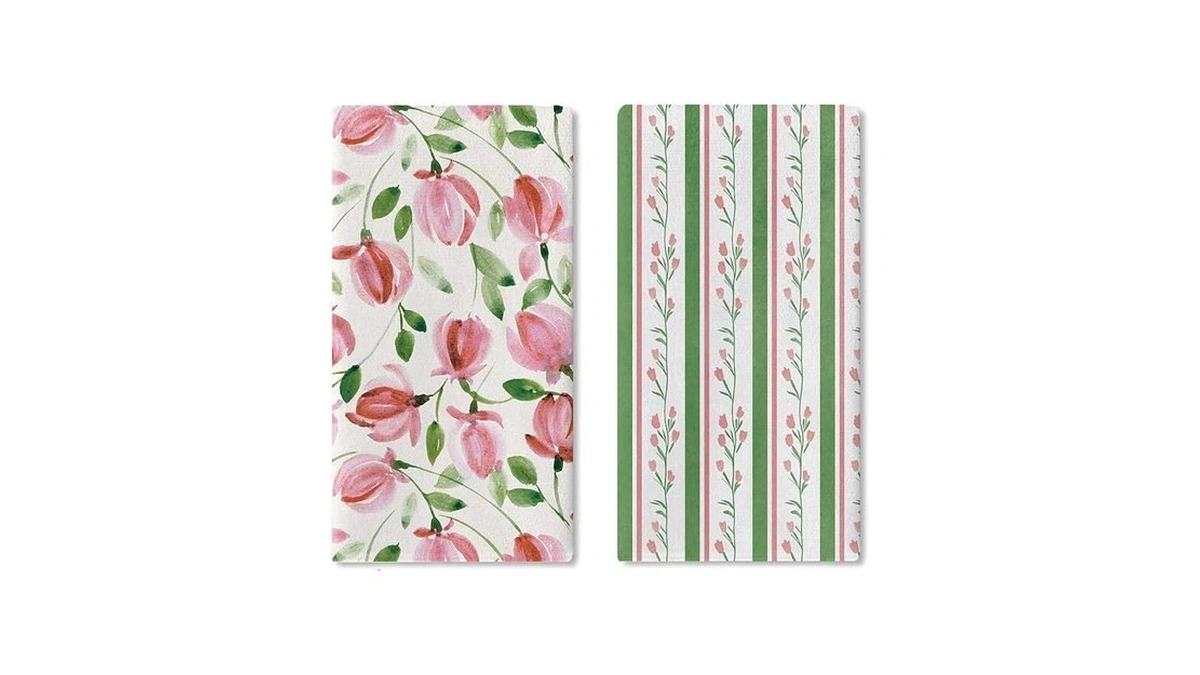 Croar Watercolor Floral Theme Kitchen Dish Towels Set Of 2,
