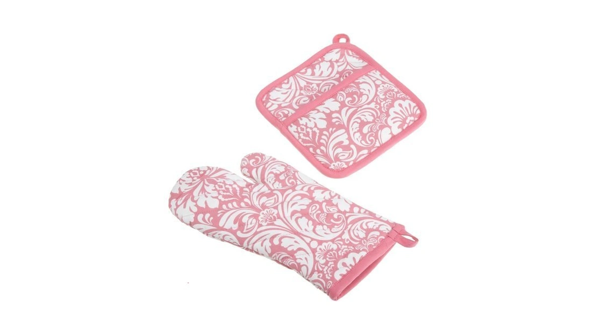 Dii Quilted Kitchen Oven Mitt & Potholder Set, Hanging Loop