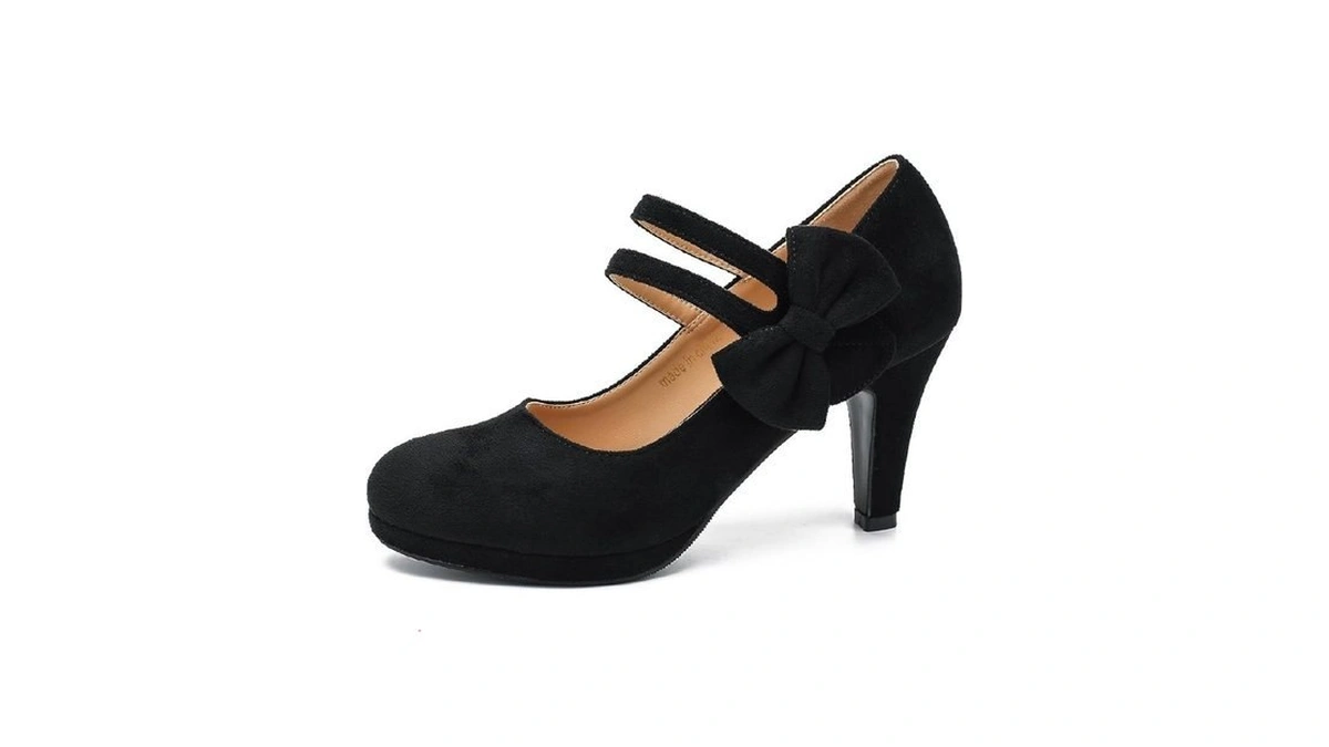 Women's Mary Jane Bow Heels Pumps Round Closed Toe Kitten