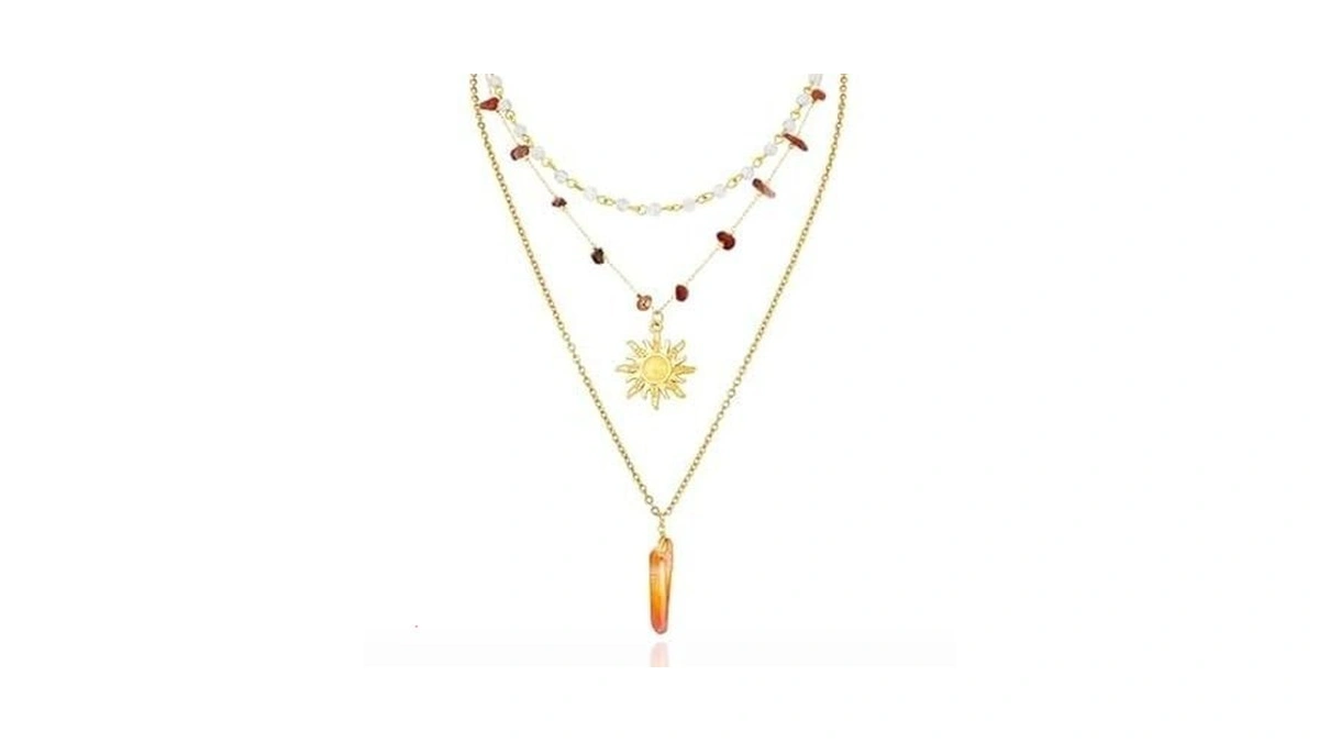 Hclian Layered Sun Necklace For Women Boho Hippie Summer Beach