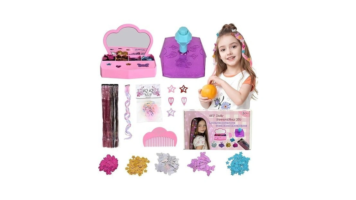 Pluspace Hair Gem Stamper Kit For Girls Ages 6-15-600+ Hair