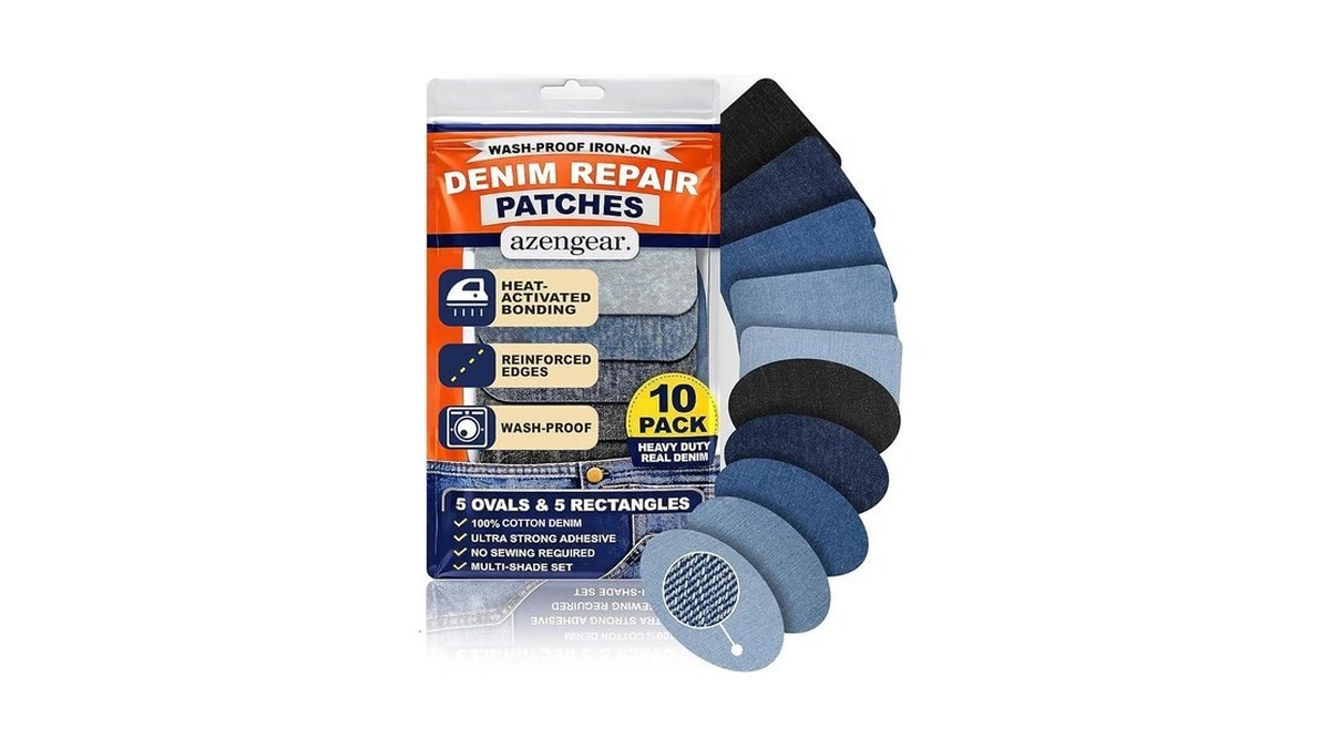 Iron-on Real Denim Repair Patches For Jeans (5 Ovals +