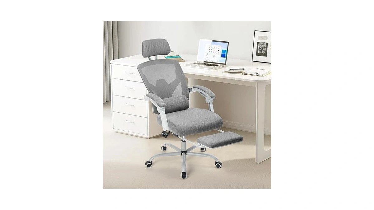 Sweetcrispy Office Computer Desk Chair With Footrest,ergonomic High-back Mesh Rolling