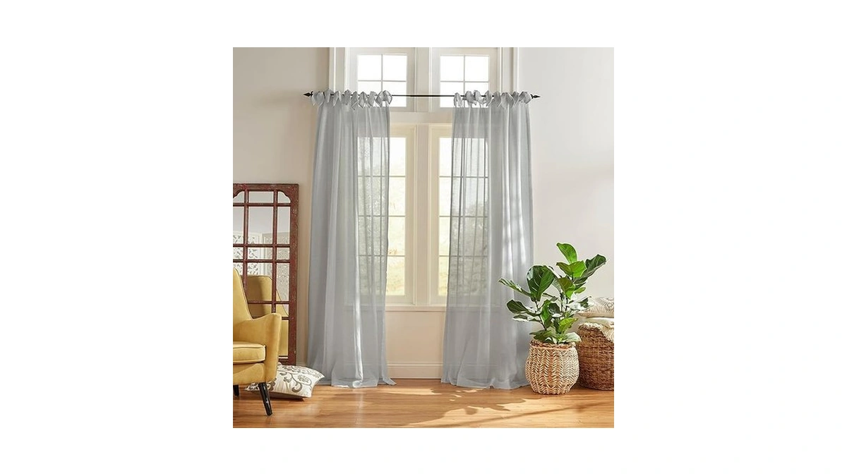 Elrene Home Fashions Vienna Sheer Tie-top Window-curtain Panel, 52 In