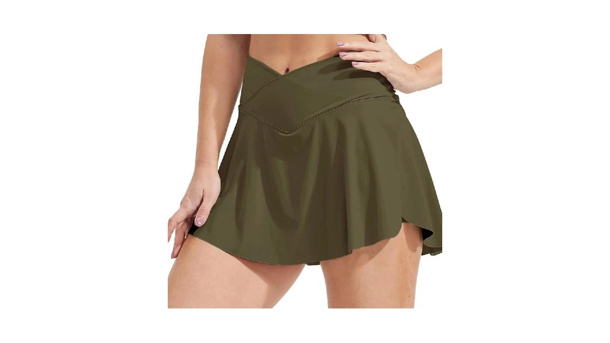 Riojoy Tennis Skirts For Women With Pockets Inner Shorts Cross