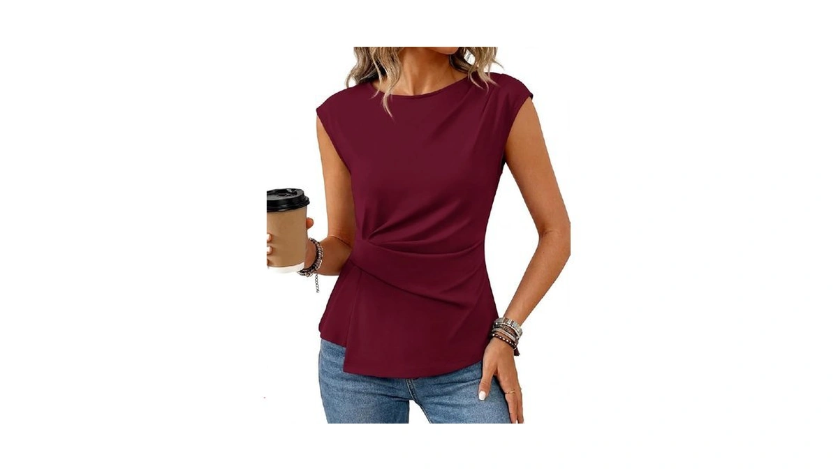 Yuriona Women's Dressy Casual Tops Spring Fashion Cap Short Sleeve