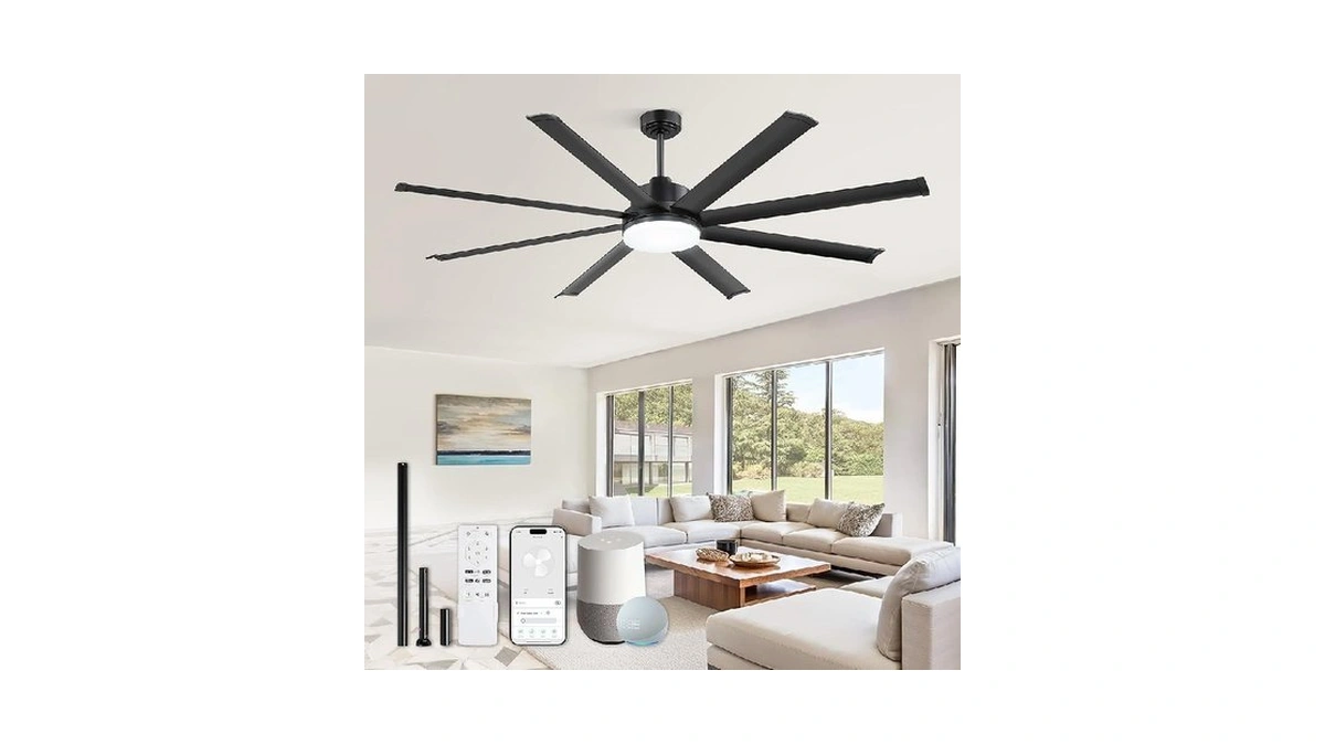 Zmishibo 72 Inch Ceiling Fan With Light, Large Industrial Ceiling