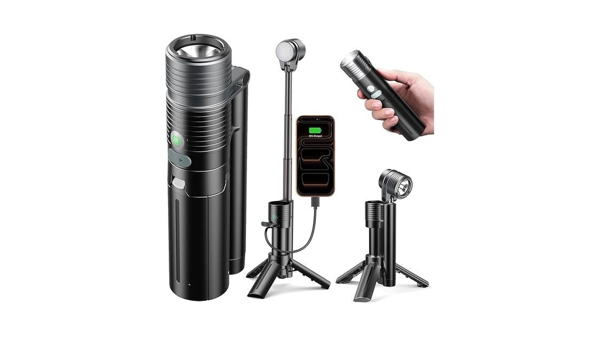 Asfrost Flashlight Camping Lights 2in-1, 180°flip Dual Lamp 8-mode Led
